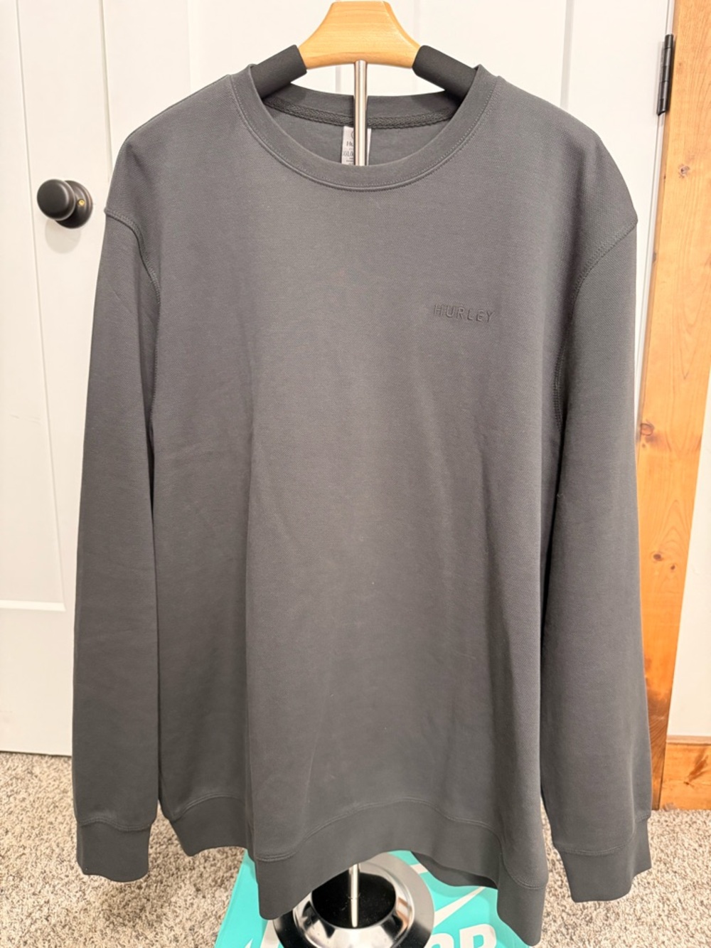 Hurley Embroidered Logo Crewneck - Taupe Gray